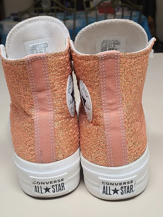 Converse CTAS Lift Metallic glitter platform casual hi top sneakers size 8 1/2 - Picture 7 of 10